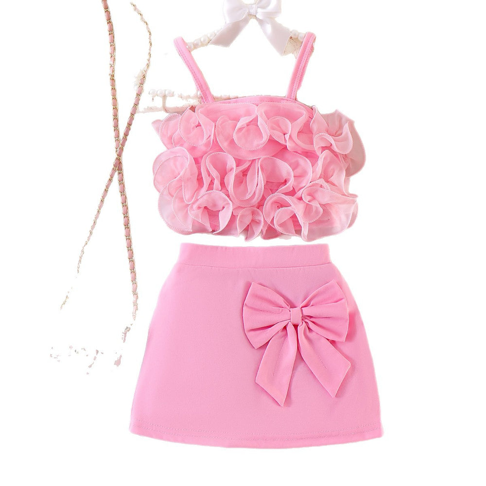 Kids clothing  cross-border new arrivalfashionspring & fallgirl pink vest + skirt baby