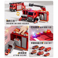 Sam's club style rescue fire truck - multifunctional parking garage with storable water spray, ejection ladder, and police car toy