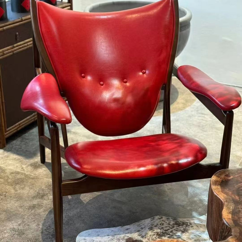Scandinavian solid wood italian master chair casual leather single sofa chair wabi-sabi designer medieval casual chair