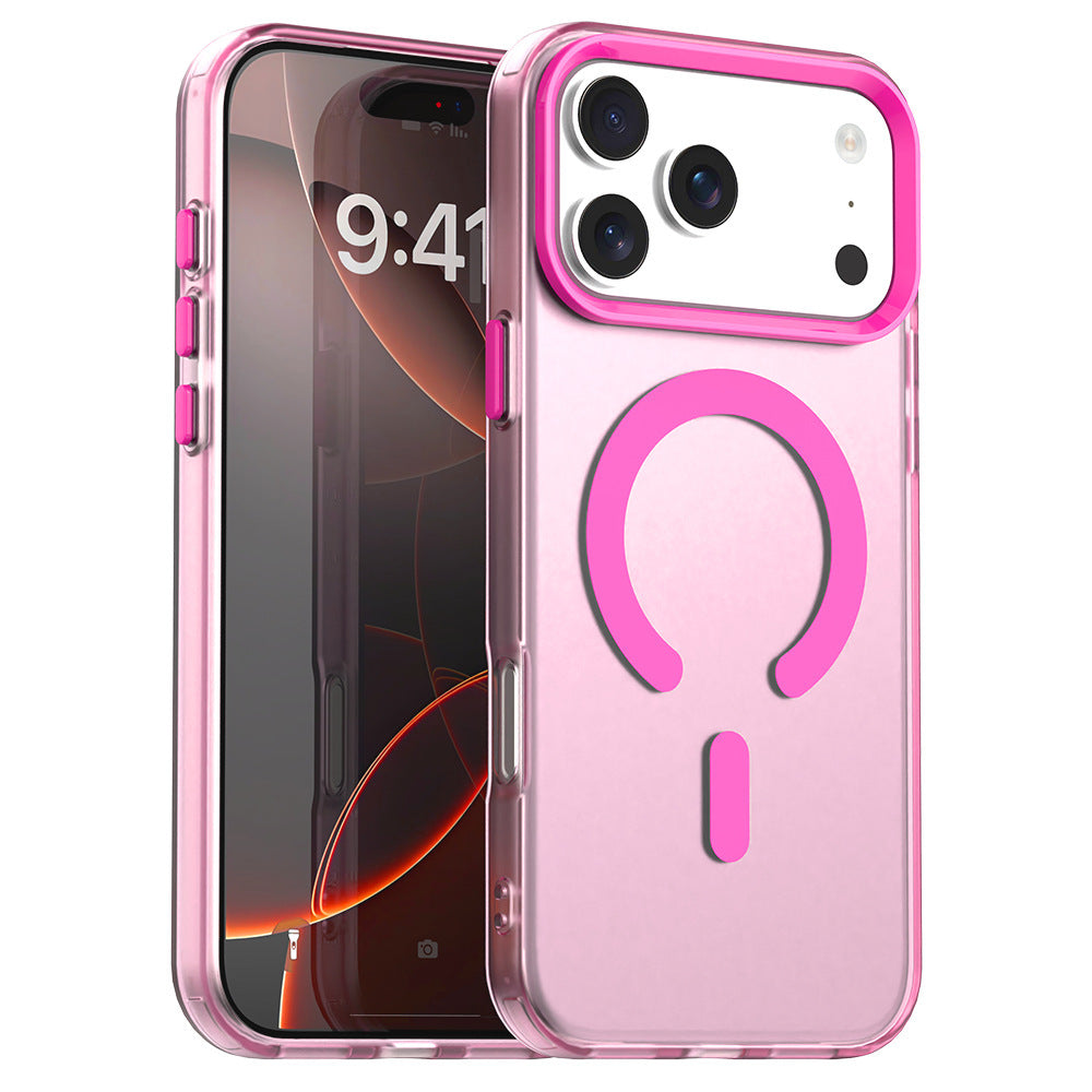 Double-layer imd candy color magnetic suction suitable for iphone17promax mobile phone case apple 15/14 frosted anti-fall case