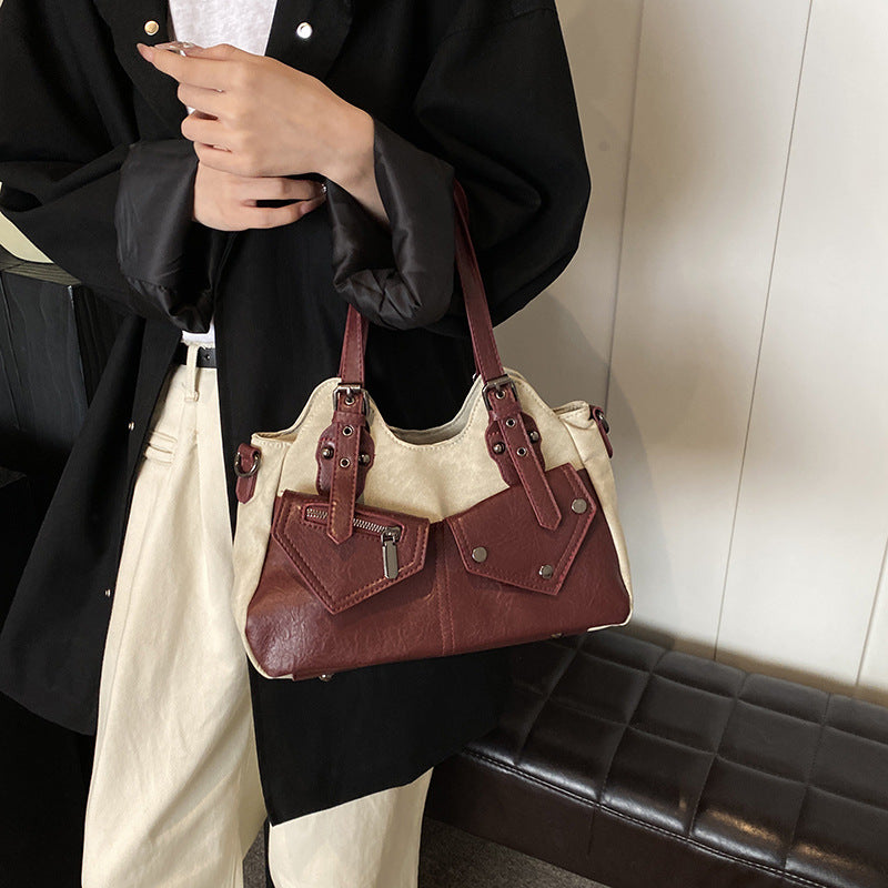 Retro style large-capacity bag women's 2025 autumn and winter new women's bag handbag versatile messenger bag soft leather tote bag