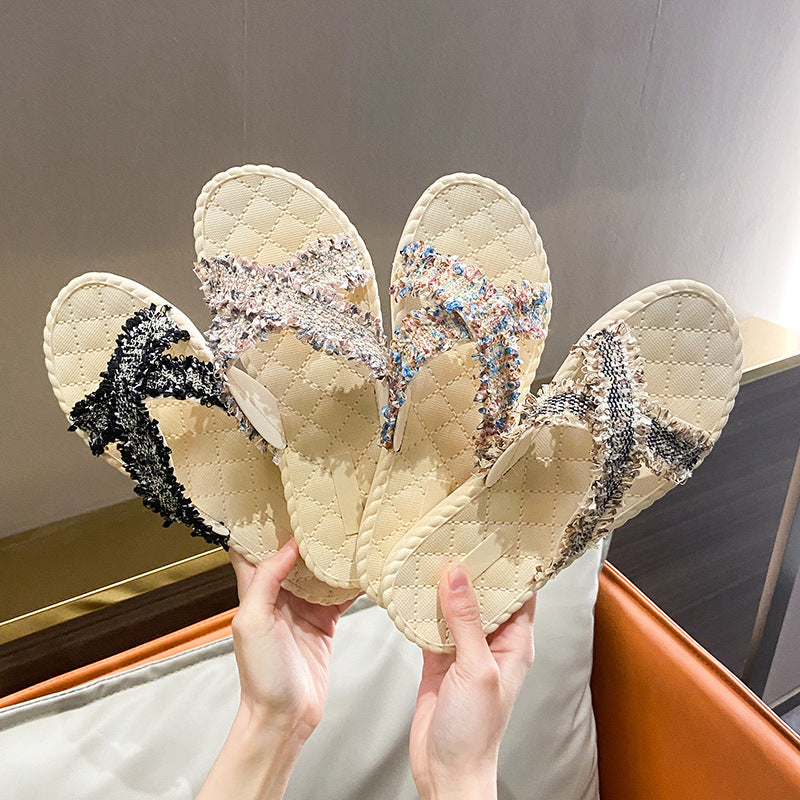 Women's outdoor slippers - soft sole, tassel detail, fairy style, new summer trendy beach sandals - popular ins style