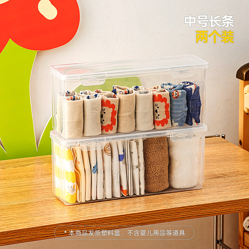 Toothpaste bottle storage box with lid Plastic baby toy box with lid Transparent flip rectangular storage box