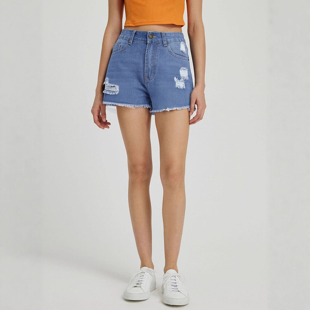 In-stock - yt251# cross-border fashion women's comfortable casual ripped high-waisted denim shorts for  & us/eu export