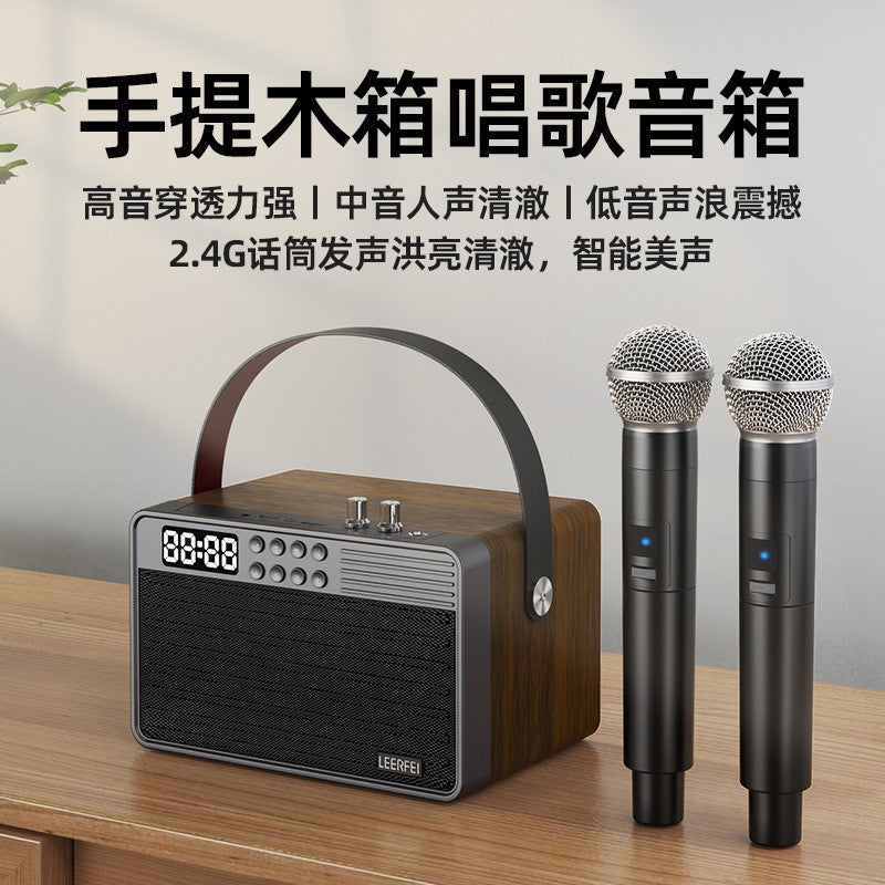 E-4113 wireless bluetooth speaker - all-in-one home karaoke machine with built-in microphone for singing, outdoor use, and trendy karaoke fun