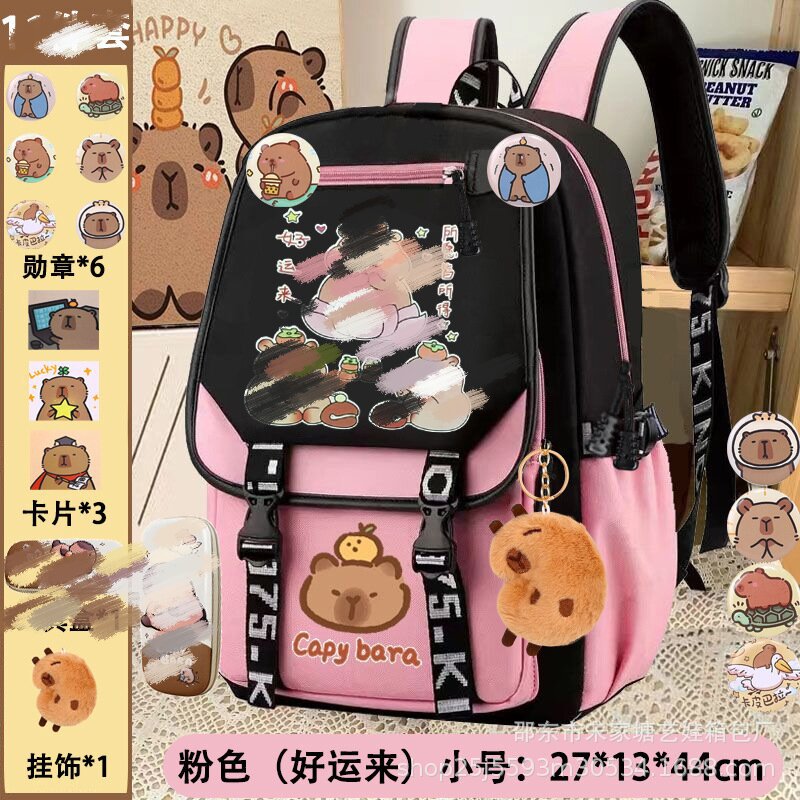 Primary school students' new Kapibara schoolbag boys and girls lightweight cartoon capybara large-capacity spine protection children's backpack
