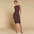 new arrivalfashionelegantstripes hip skirt sleeveless waist slit slimming look longdress
