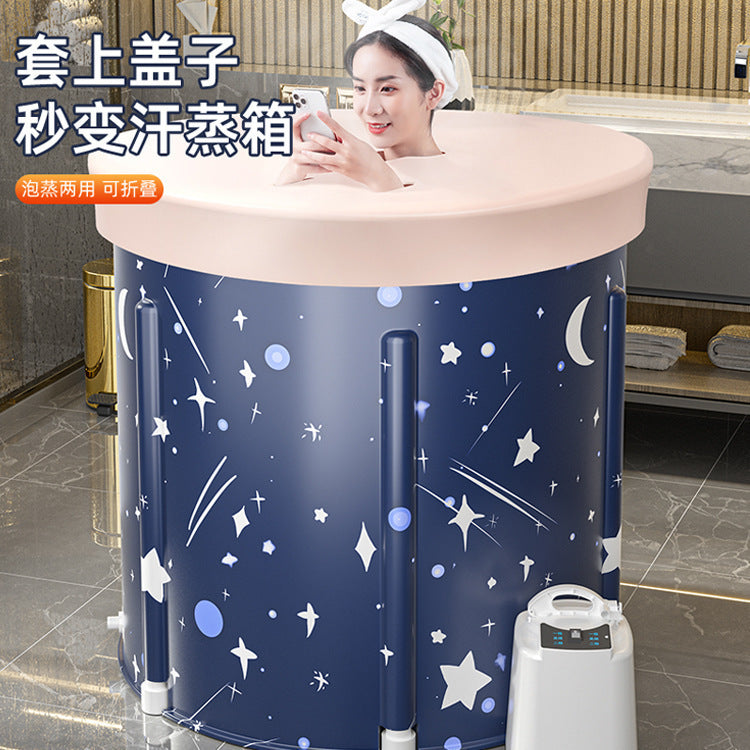 Thickened collapsible bathtub for adults - full body soaking tub with optional heating - home use bathtub for adults and children