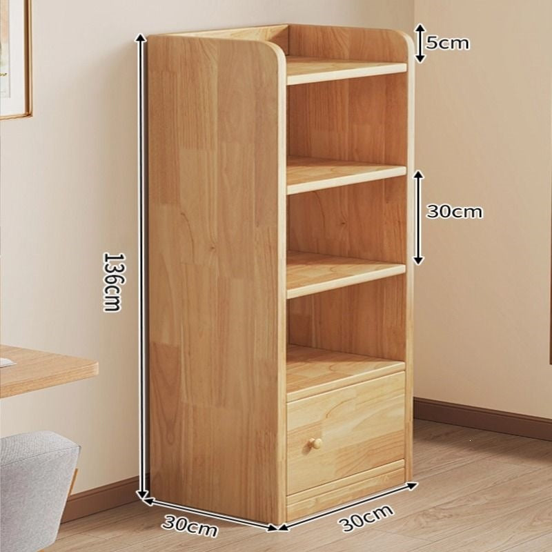 Solid wood bookshelf living room simple floor bookcase student storage rack children's home multi-layer bedroom storage cabinet