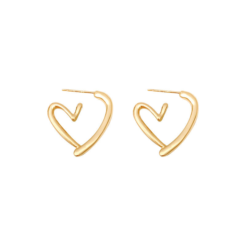 925 silver needle hong kong style retro metal earrings for women classy geometric plain hoop earrings easiest for match exaggerated work clothing earrings