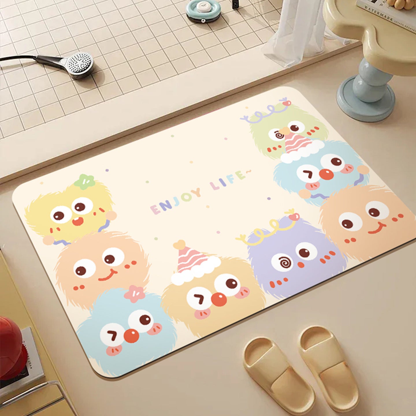 Soft diatom mud toilet floor mat bathroom absorbent non-slip mat cartoon toilet door mat toilet bathroom bathroom bathroom