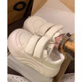 White sneakers for women, spring and summer, height-increasing thick solewhite shoes, velcro ugly sneakers, platform shoes, round-toe bread shoes