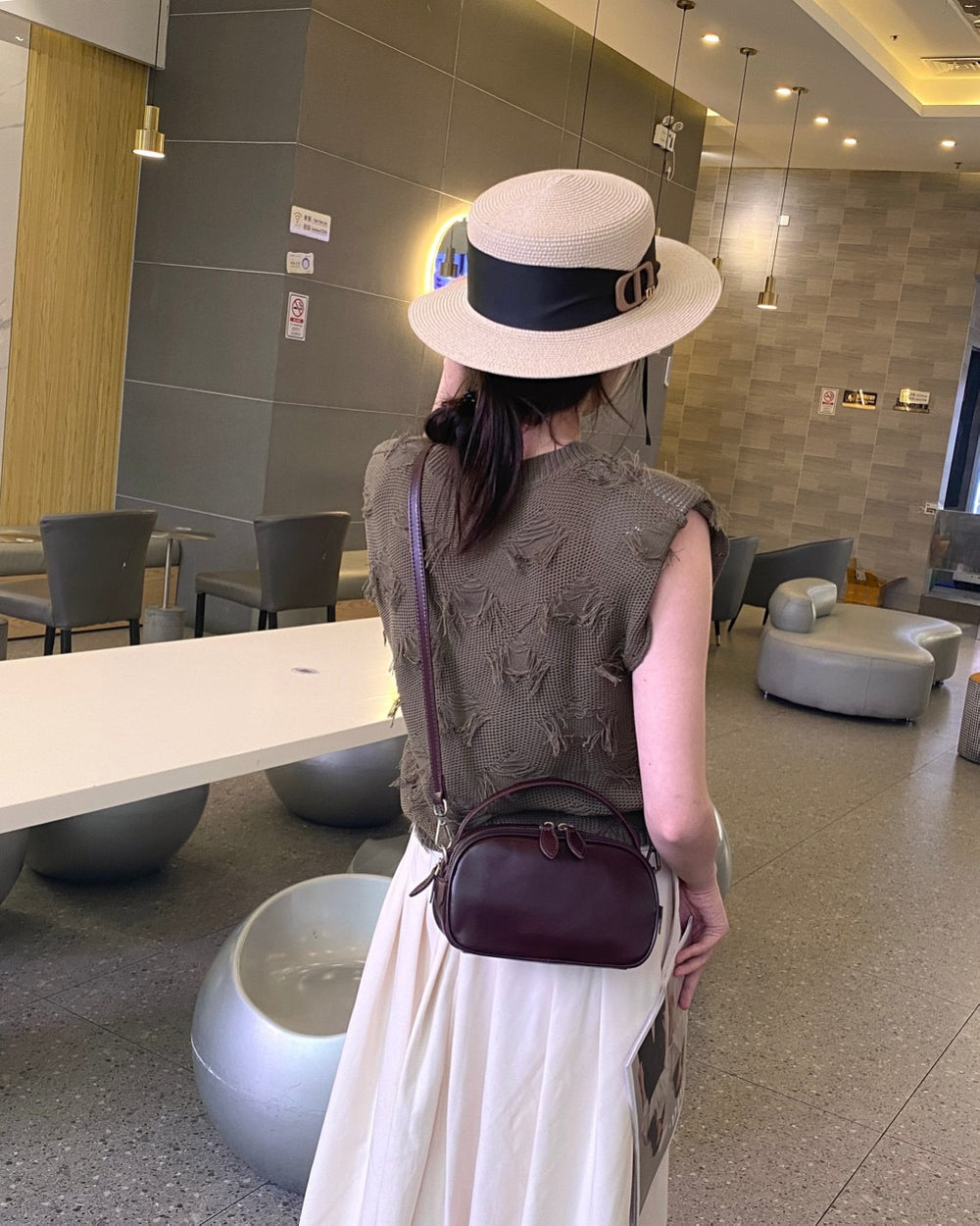 Genuine leather crossbody bag - 2024 spring/summer versatile fashion handbag - fresh & chic top grain cowhide premium small square bag