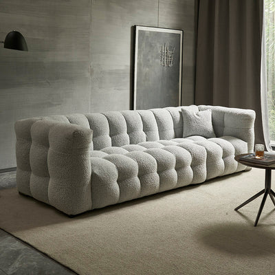 Japanese style cashmere sofa italian style living room three person straight row fabric wabi-sabi style marshmallow module cream style sofa