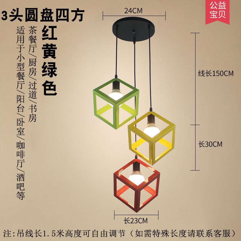 Nordic retro iron restaurant pendant light - three-light industrial style creative artistic small chandelier for hallway and dining room lighting