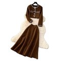 Xiaoxiangfengwork clothingtwo-piece setfemaleautumclassy sense metal bucklecardiganhigh waistelegant skirtsuit