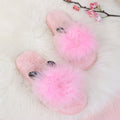 Furry slippers for women outwear 2024 fall and winter new arrivalk-stylepopular ostrich hair thick sole lazy one-word furry slippers