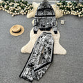 European and american fashion suit women's autumn and winter classy loosecasual hooded printingknittingoutwearhigh waistloose pants