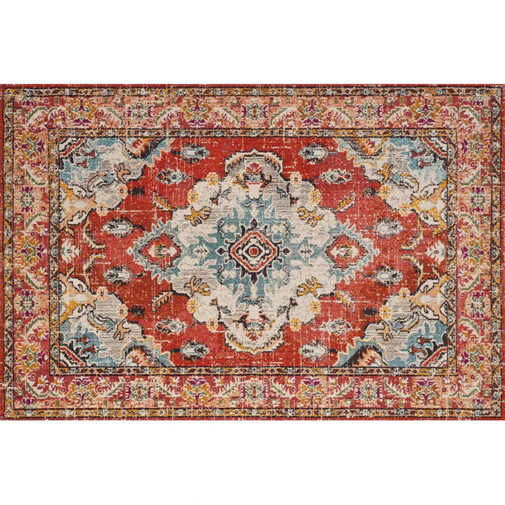 retro ethnic moroccan faux cashmere rug - durable, stain-resistant, perfect for living room coffee tables, bedroom bedside, and more