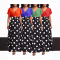 new european and american fashion women's dress - elegant polka dot print, flattering ruffle sleeves, flowy maxi dress