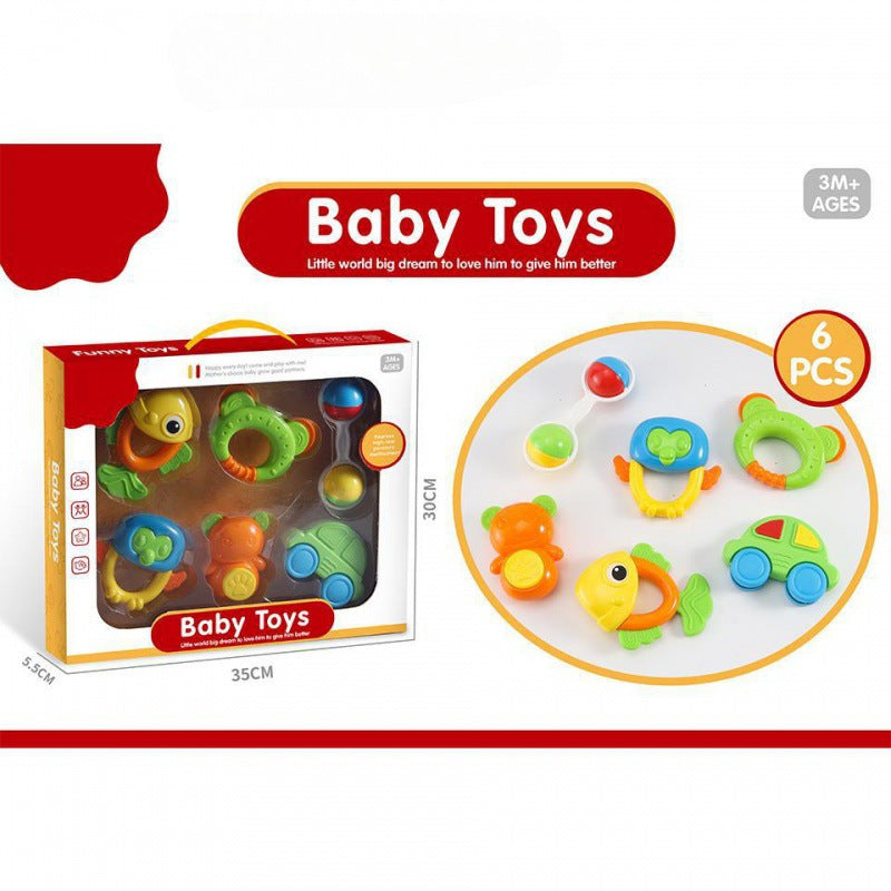 Cross-border infant soothing hand rattle rattle toy baby early education tooth grinding toothpaste newborn gift box set