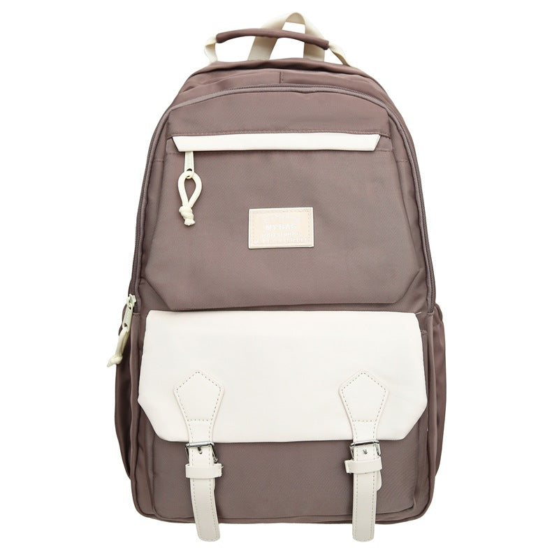 Backpack maillard color matching classy school bag junior high school student school bag casual travel couple college student school bag