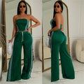 C7056 european and american style summer women's outfit: sexy bandeau top with flowy straight-leg pants - trendy export fashion