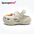 Spongebob squarepants thick sole heightened heel women's summer cool slippers summer outwearnon-sliptoe slippers two-wear beach crocs