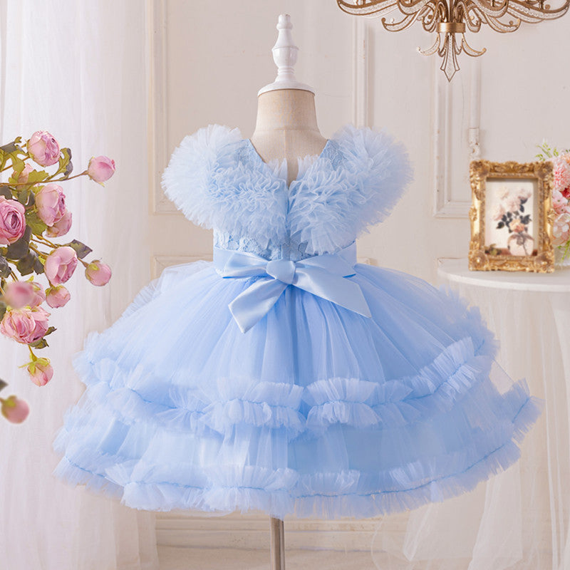 Girls' tutu dress summer european and american style flower girl wedding dress princess dress girl's birthday piano performance dress