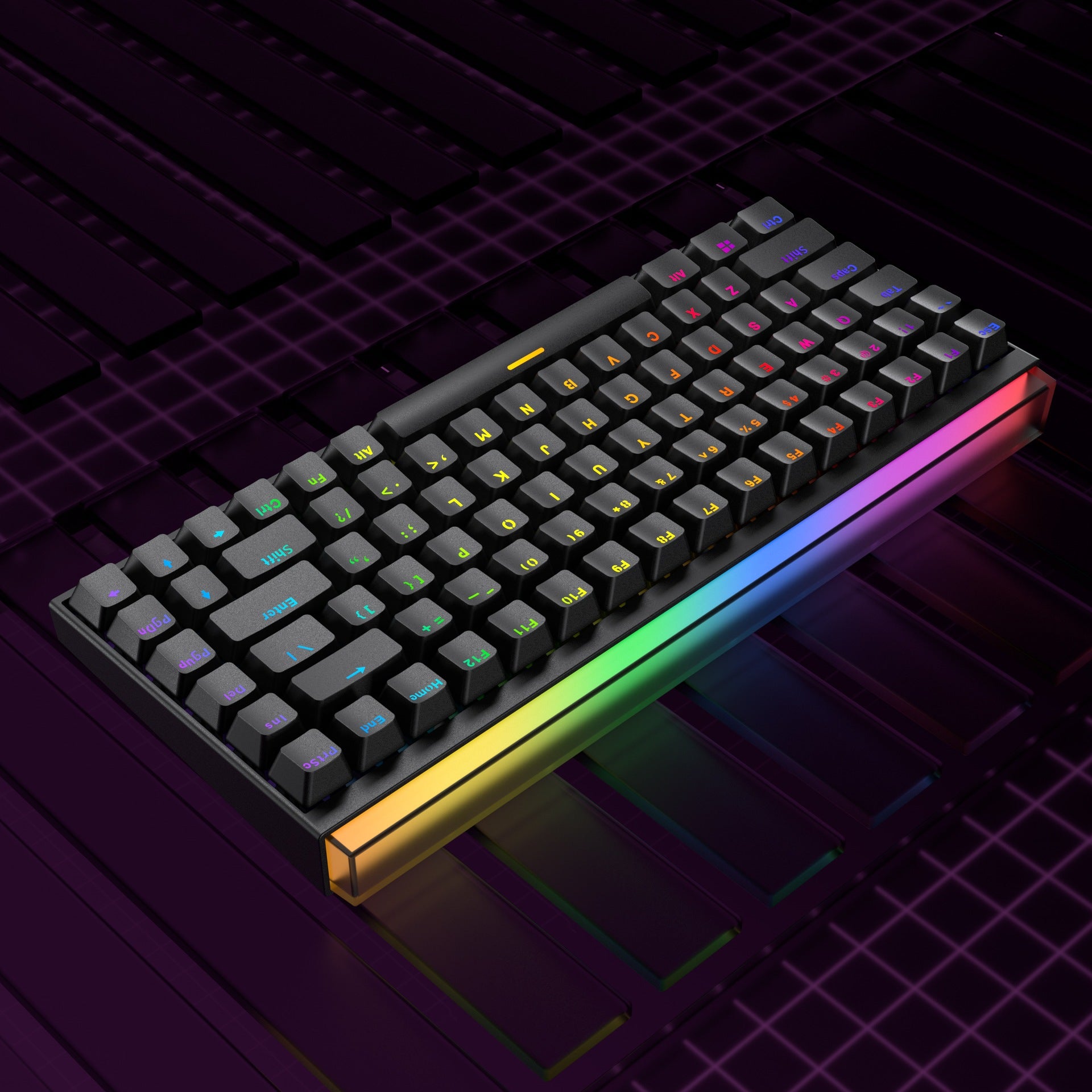 68-Key mechanical keyboard Customized mechanical wired RGB light box Full-key no-punch two-color injection molding key