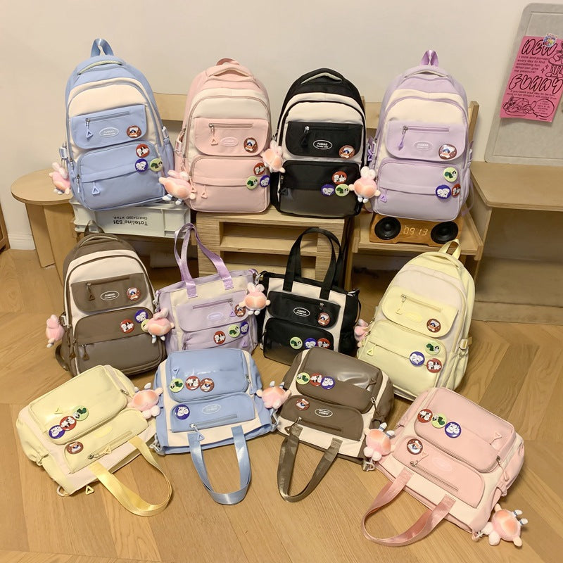New middle and high school student schoolbag large-capacity backpack simple leisure burden reduction backpack handbag tutoring bag