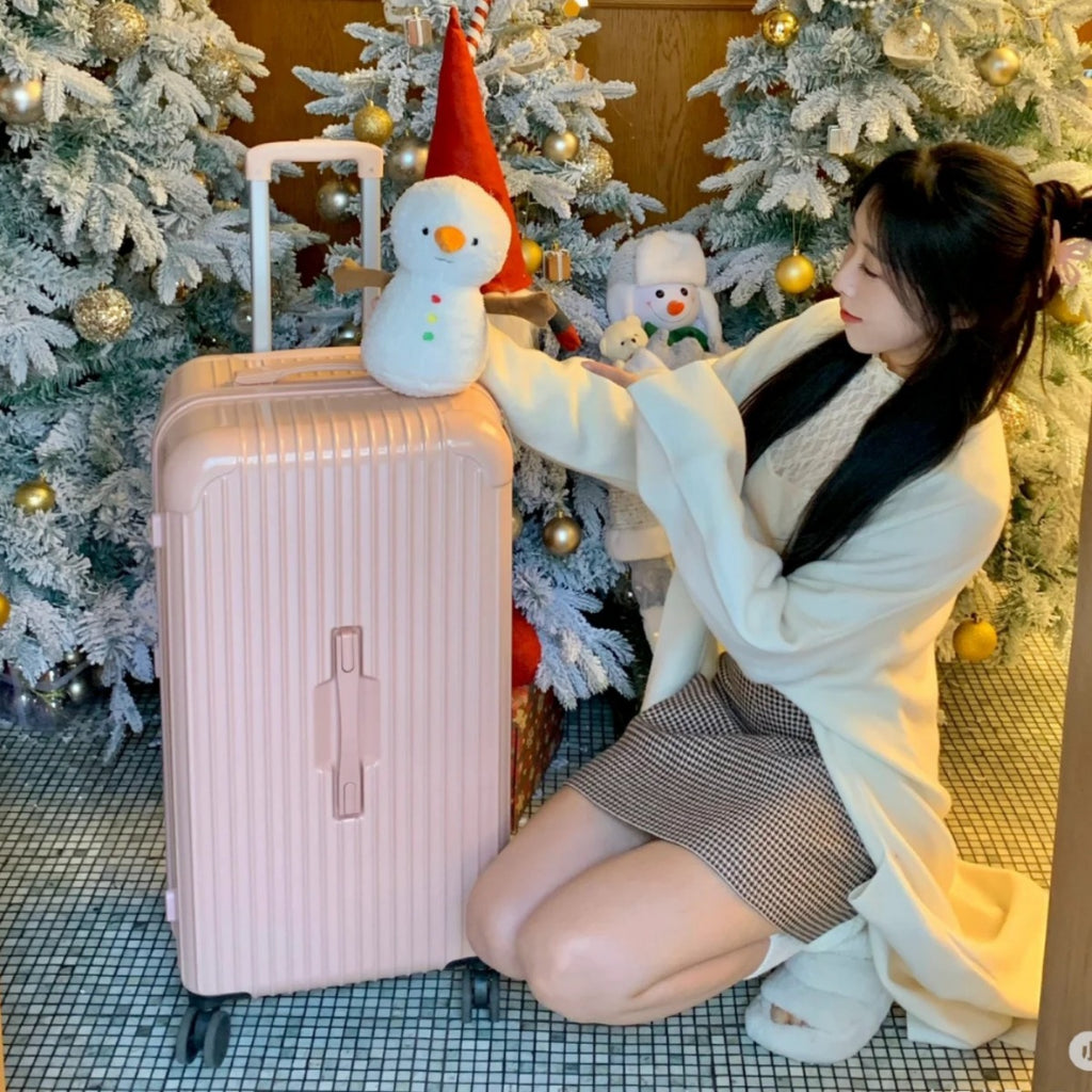 Large-capacity suitcase Women's 24-inch high-value trolley case Universal wheel travel bag Password box Multifunctional leather case