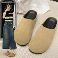 Comfortable casual shoes thick sole toe-cap half slippers easiest for match birkenstock shoes loafers fall and winteroutwear soft sole flats women's shoes