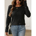 women's sequin ribbed knit sweater - long sleeve lace patch crew neck casual top