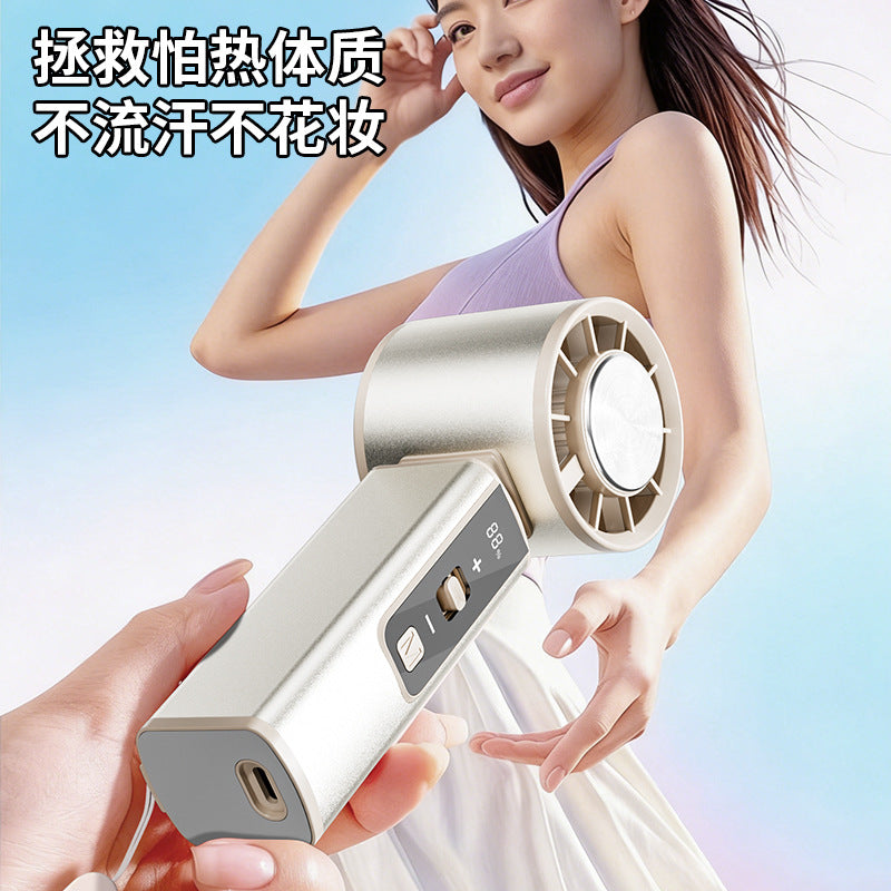 new arrival semiconductor ice compress fan, 100-speed stepless speed adjustment turbine handheld outdoor cooling fan wholesale