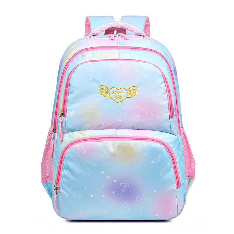 School bag starry sky gradual change trend fashion soft cute art backpack single large capacity Oxford cloth student bag