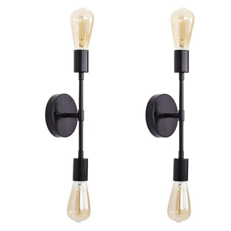 American retro black and gold two-tone double head wall sconce - industrial style for bedroom, bedside, bathroom mirror, b&b, hallway - minimalist design