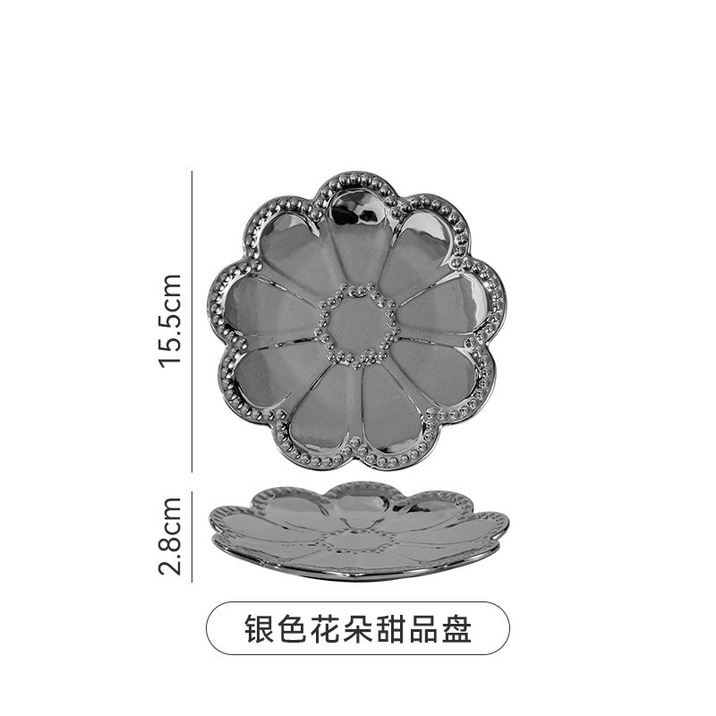 Insaccessible luxury ceramic western food plate scandinavian relief restaurant for home steak plate fruit dessert plate model room plate