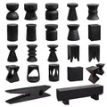 Wabi-sabi carbonized black flower corner stand folk style qhc store log sofa side table retro designer wooden pier wine display