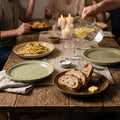 Japanese retro high-value ceramic steak plate, unique ceramic banquet kiln-change platter, dessert linear pattern dish