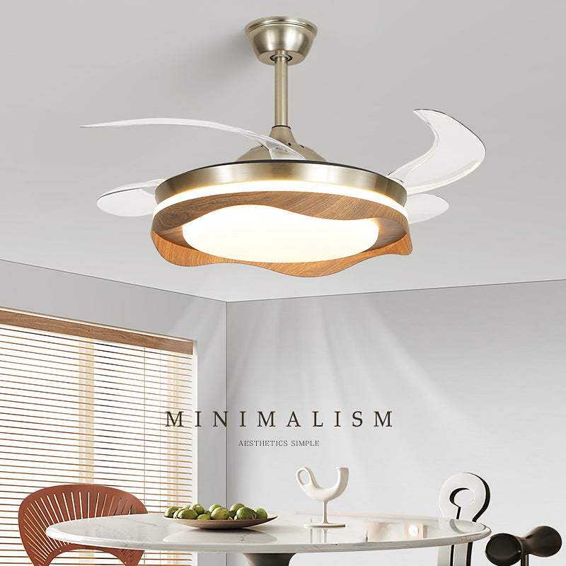 Walnut dining room fan light invisible fan light new simple advanced silent electric fan ceiling light living room light