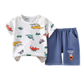 summer kids' short-sleeve set: toddler & children's pure cotton denim casual short-sleeve & shorts two-piece outfit - dropshipping available