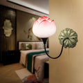 Creative new chinoiserie wall lamp tv wall corridor aisle courtyard balcony bedroom bedside lamp stairs lotus wall lamp