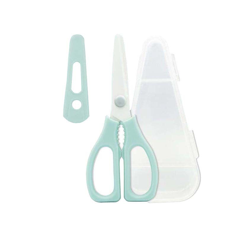 Ceramic scissors baby complementary food scissors food small scissors children's meat cutting vegetable tools portable storage box scissors wholesale