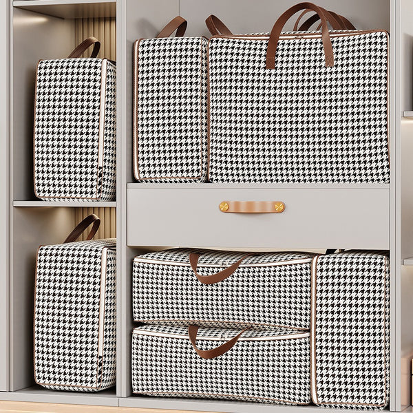 Portable reinforced thousand bird grid with transparent window storage bag, student dormitory sorting bag, duffel bag, moving bag