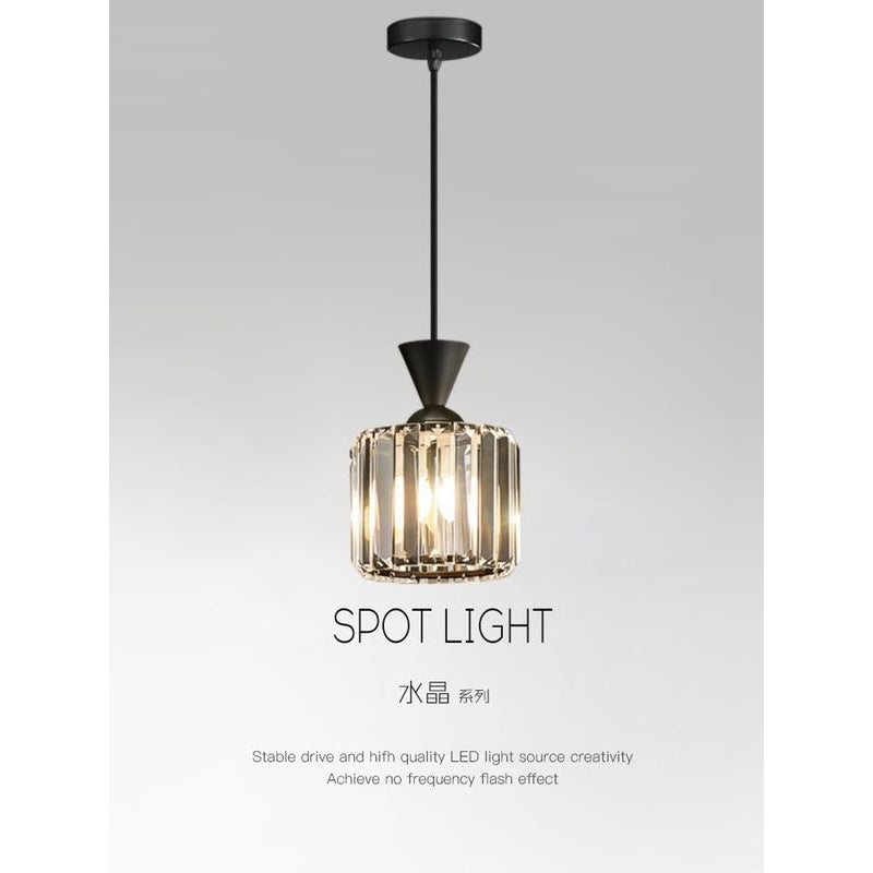 Modern minimalist bedroom bedside pendant light, simple bar counter entryway lighting, single-head suspension crystal chandelier