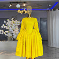 European and american cross-border women's fashion:  summer new arrival - elegant round neck, flared sleeve, high-waisted a-line dress
