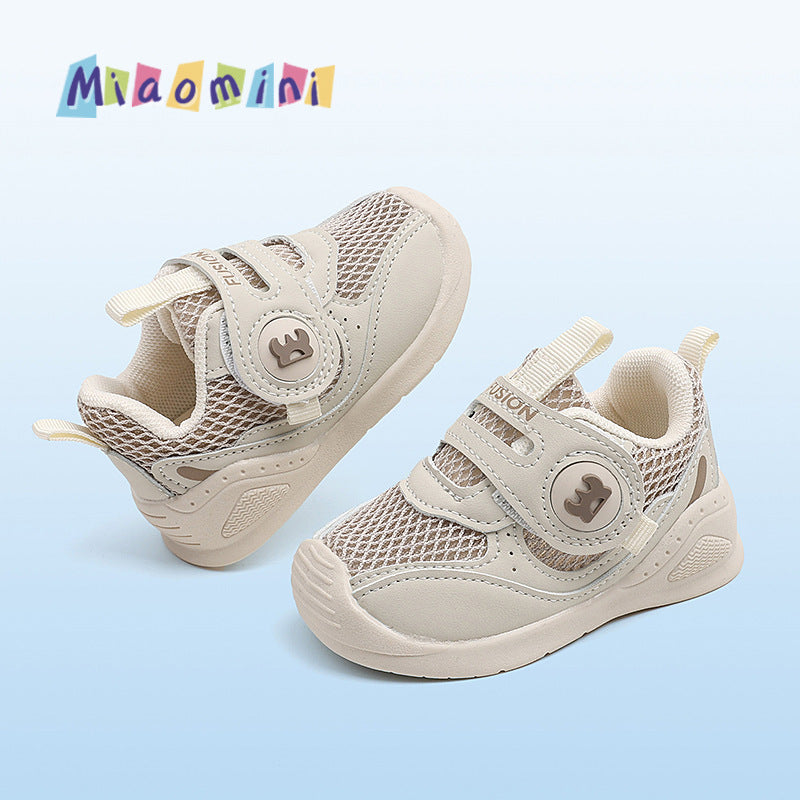 Spring/summer single mesh breathable baby first walker shoes, kids' casual shoes, velcro closure functional shoes, soft sole non-slip, ages 1-3