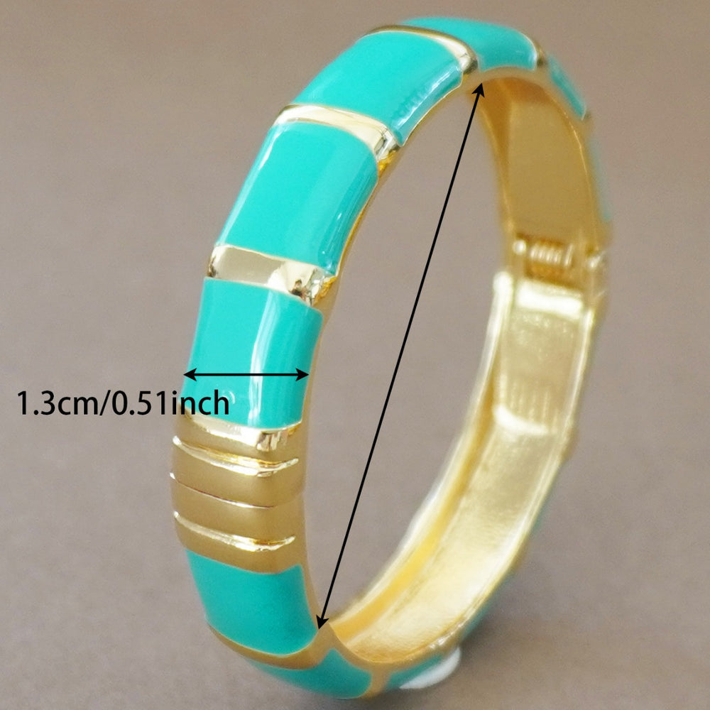 Elegant middle eastern women's enamel blue bangle, vintage ethnic court style fashion accessory