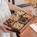 Walnut glass fruit plate living room for home high-end light luxury grid dried fruit plate new chinoiserie snack tea fruit plate